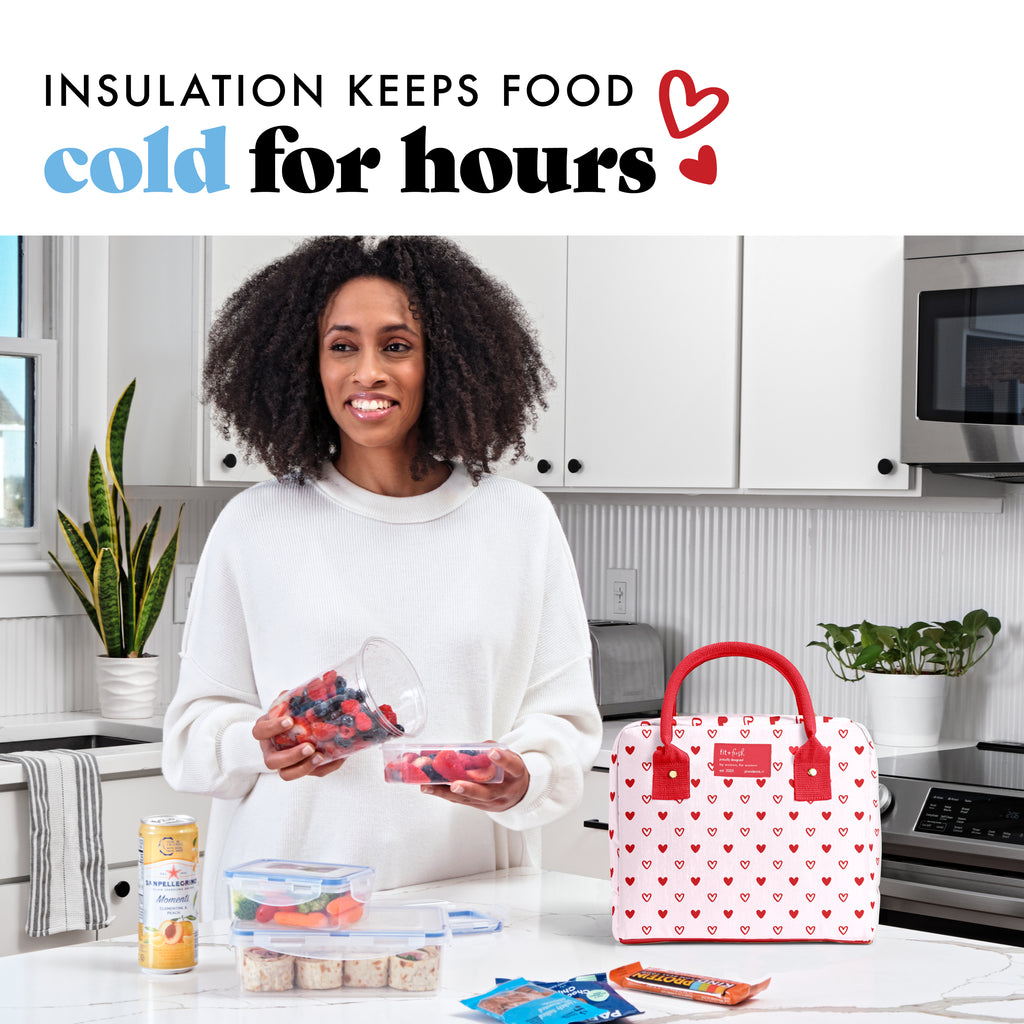 Bloomington Lunch Bag with Lunch Kit, Red Hearts