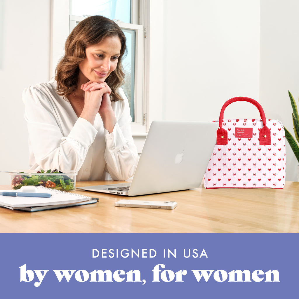 Bloomington Lunch Bag with Lunch Kit, Red Hearts