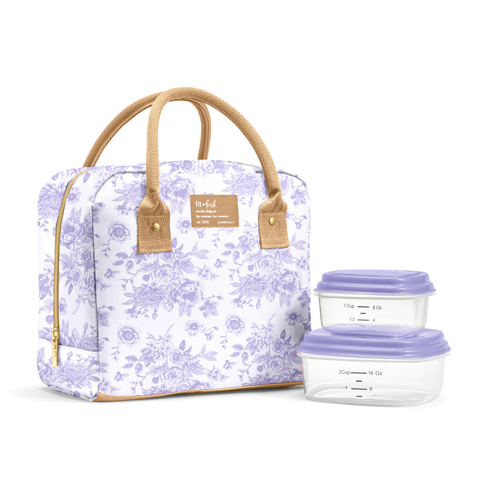 Bloomington Lunch Bag with Lunch Kit, Lavender Floral Toile