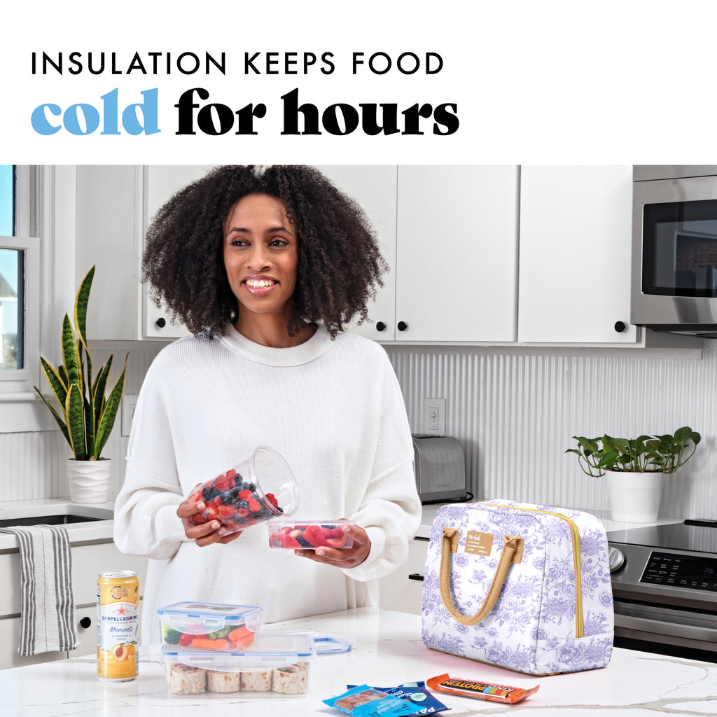 Bloomington Lunch Bag with Lunch Kit, Lavender Floral Toile