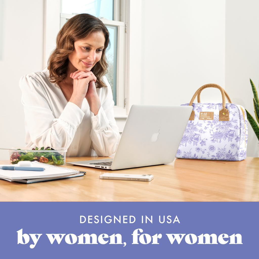 Bloomington Lunch Bag with Lunch Kit, Lavender Floral Toile