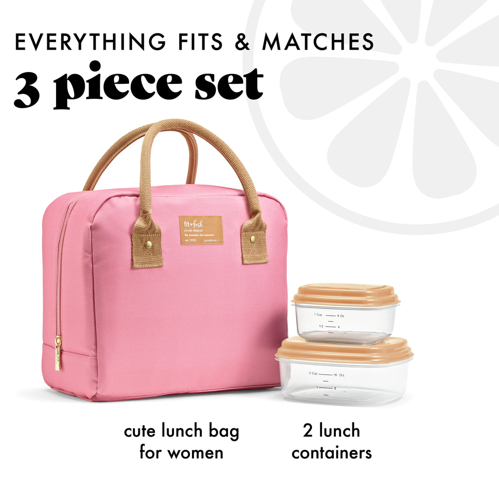 Bloomington Lunch Bag with Lunch Kit, Dusty Rose