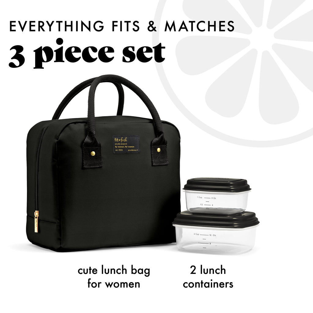 Bloomington Lunch Bag with Lunch Kit, Black