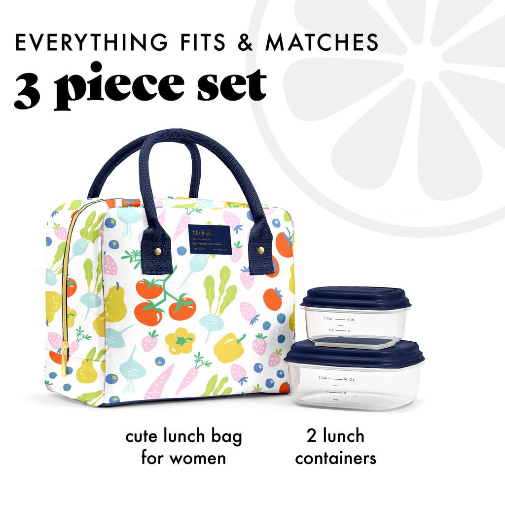 Bloomington Lunch Bag with Lunch Kit, Fruits & Veggies