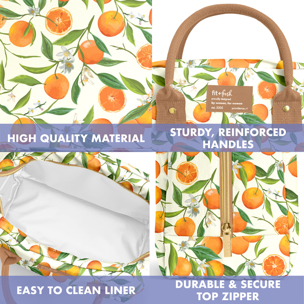 Bloomington Lunch Bag with Lunch Kit, Watercolor Orange Blossoms