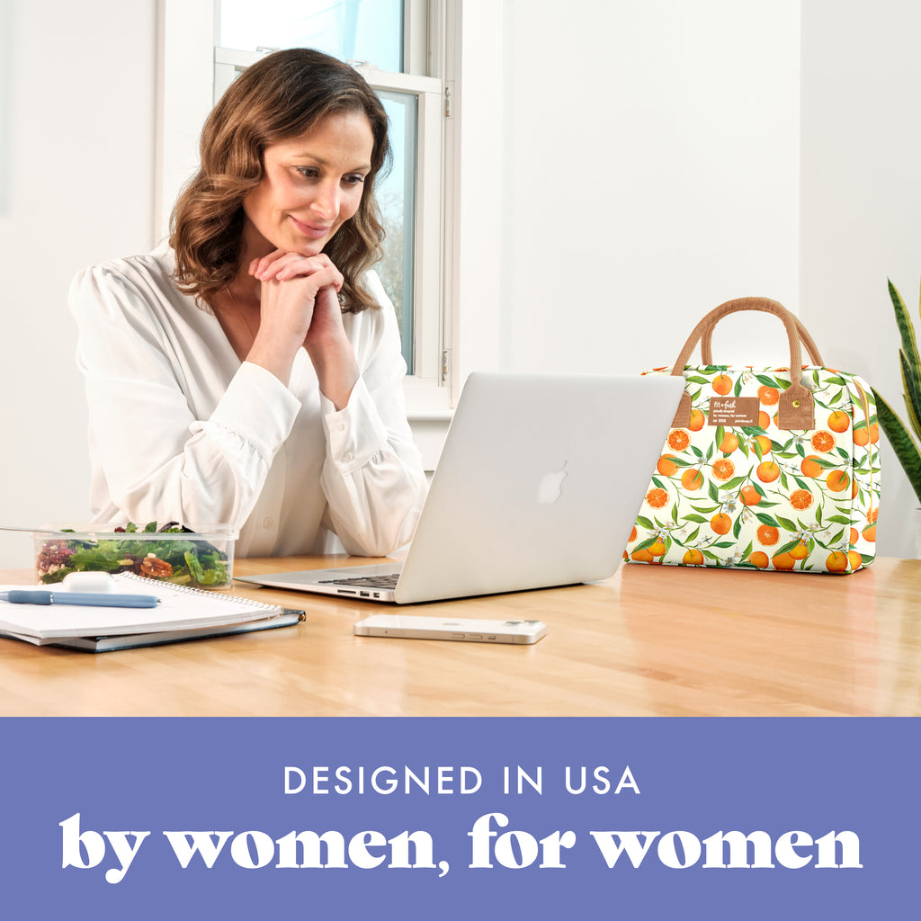 Bloomington Lunch Bag with Lunch Kit, Watercolor Orange Blossoms