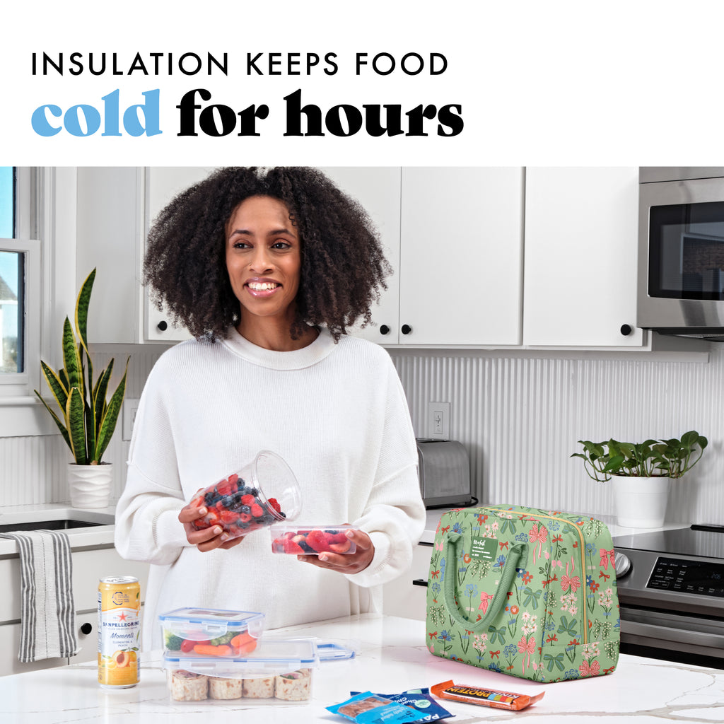 Bloomington Lunch Bag with Lunch Kit, Sage Bows & Flowers