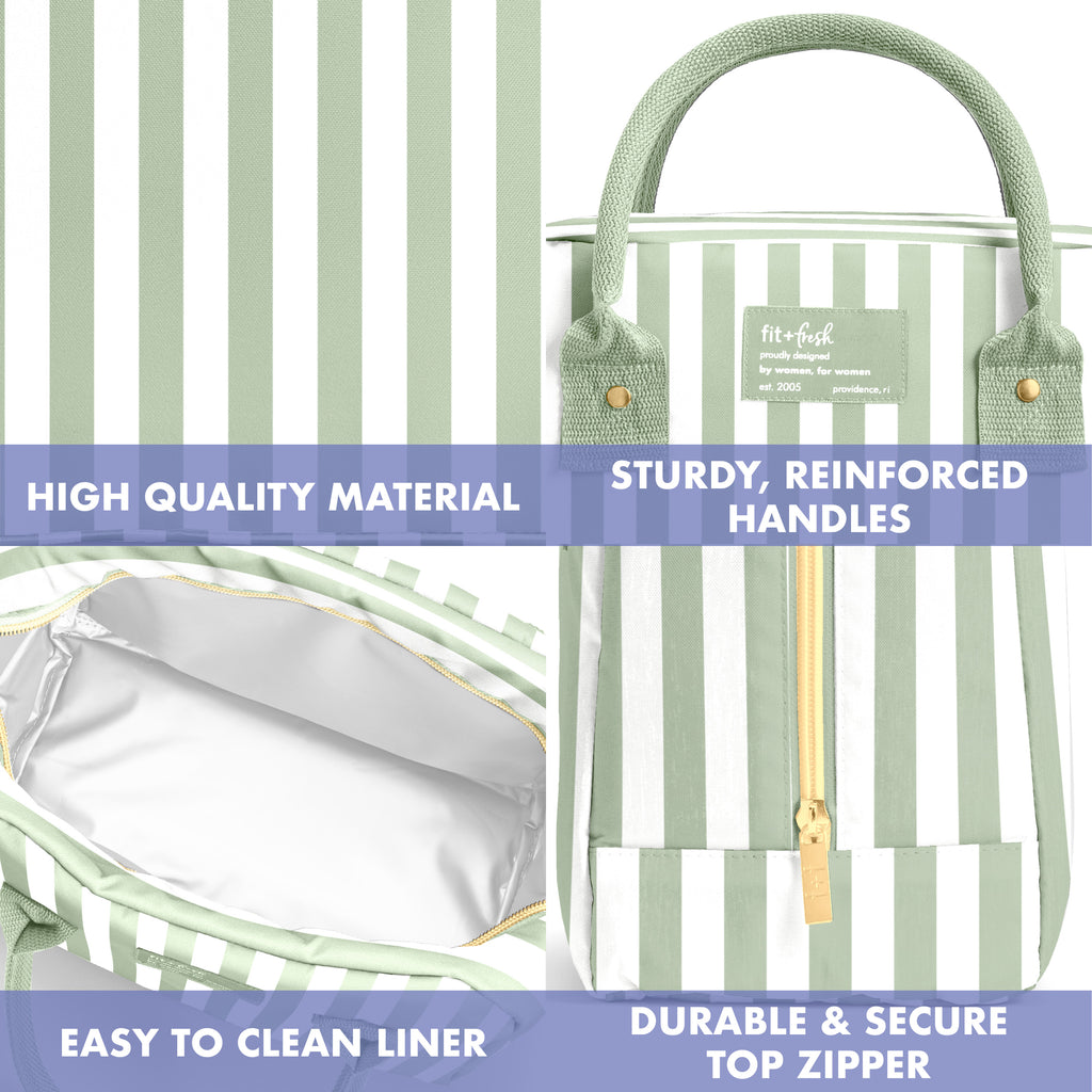 Bloomington Lunch Bag with Lunch Kit, Thick Sage Stripe