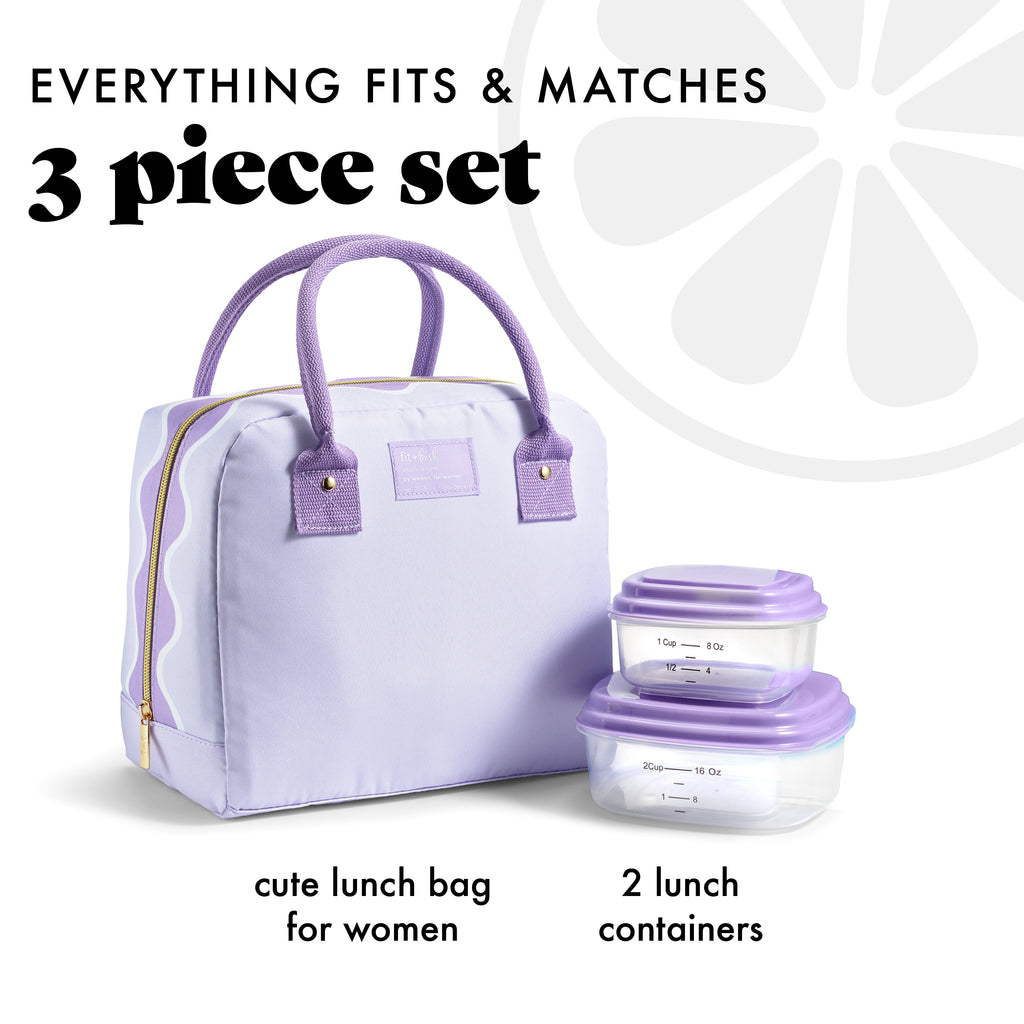 Bloomington Lunch Bag with Lunch Kit, Lavender Scallop