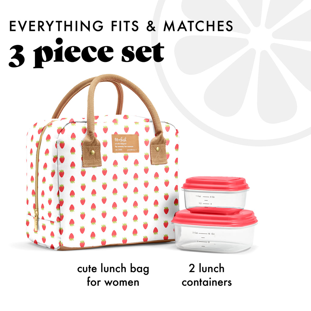 Bloomington Lunch Bag with Lunch Kit, Strawberries