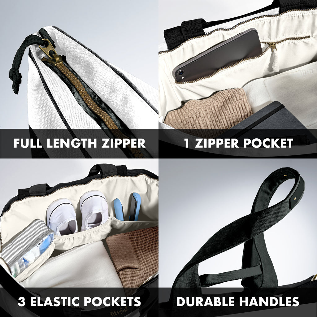 All The Things XL Travel Tote Bag, B&W Stripe