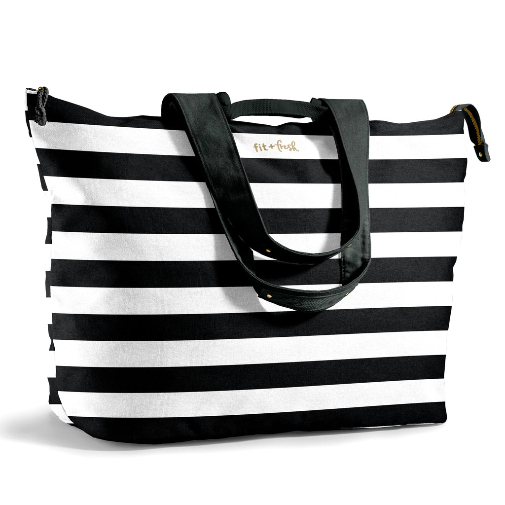 All The Things XL Travel Tote Bag, B&W Stripe