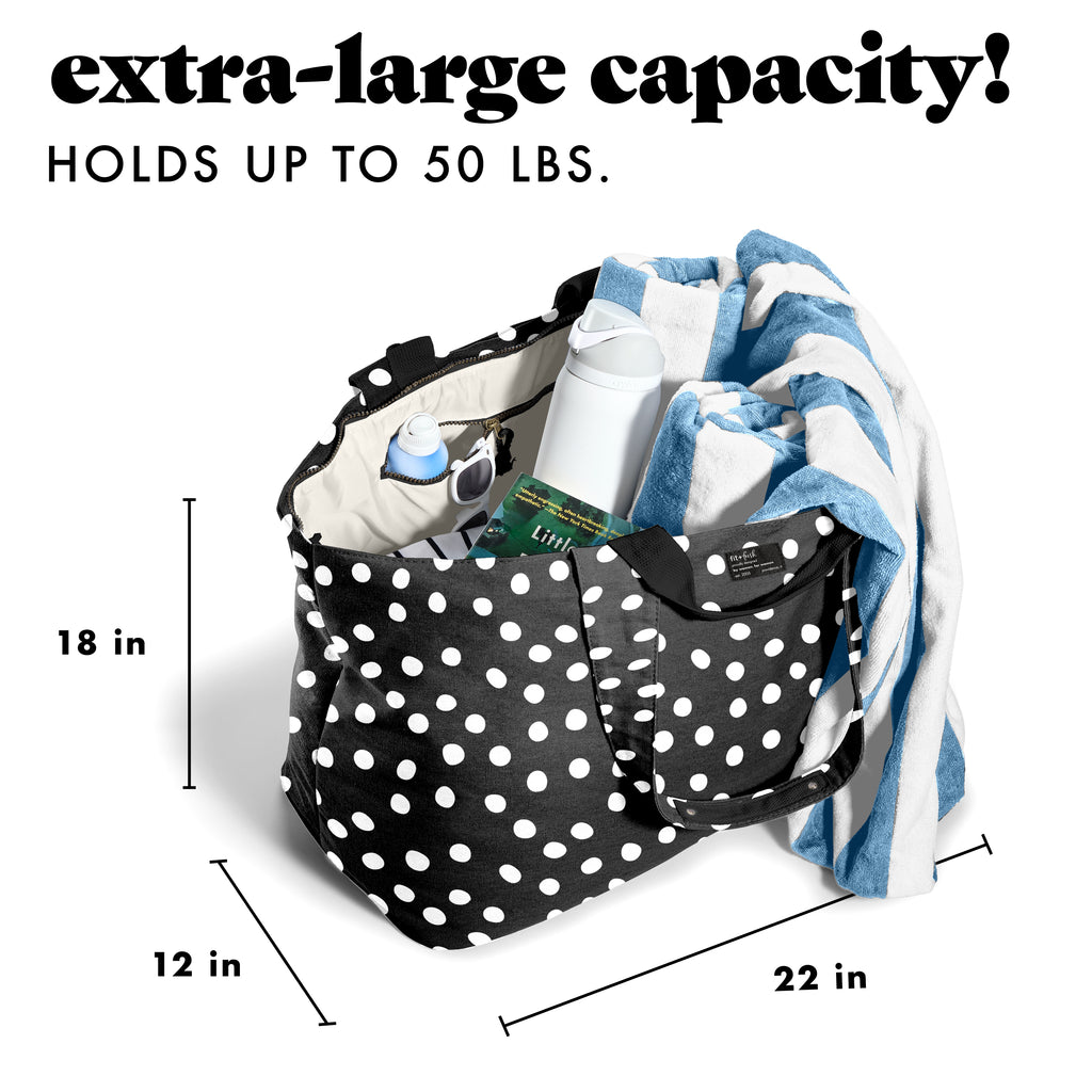 All The Things XL Travel Tote Bag, B&W Dot