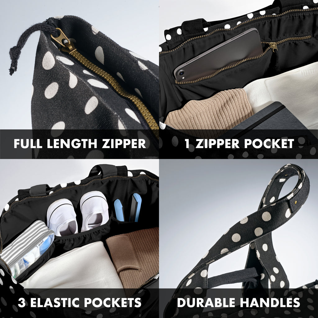 All The Things XL Travel Tote Bag, B&W Dot