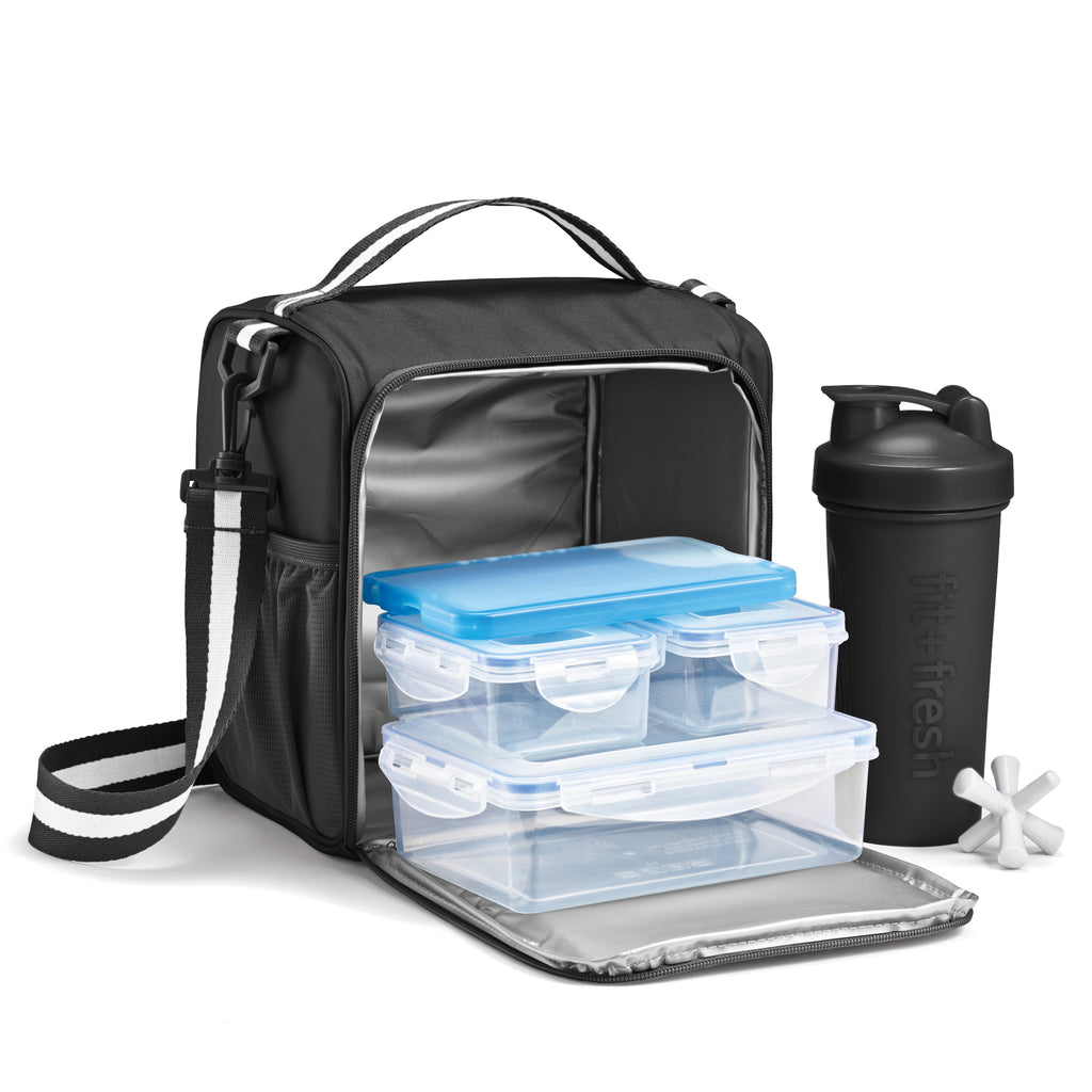 BREE Meal Prep Lunch Bag with Lunch Kit, Black