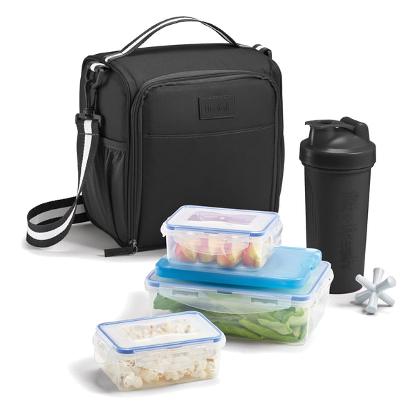 BREE Meal Prep Lunch Bag with Lunch Kit, Black