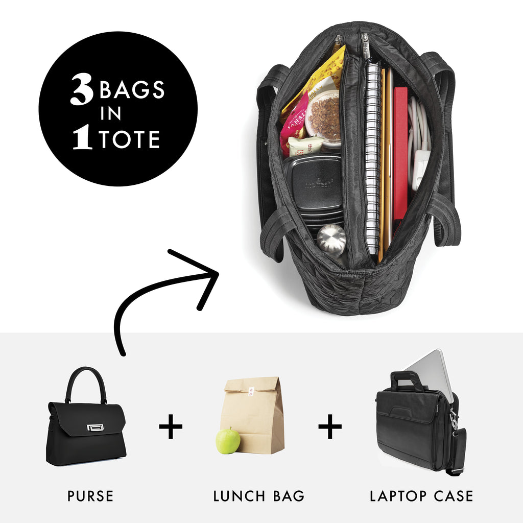 Metro Tote 2-in-1 Work Lunch Bag, Black