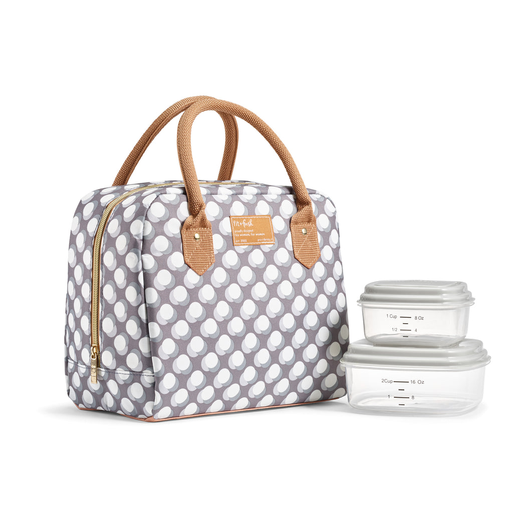 Bloomington Lunch Bag with Lunch Kit, Gray Dot