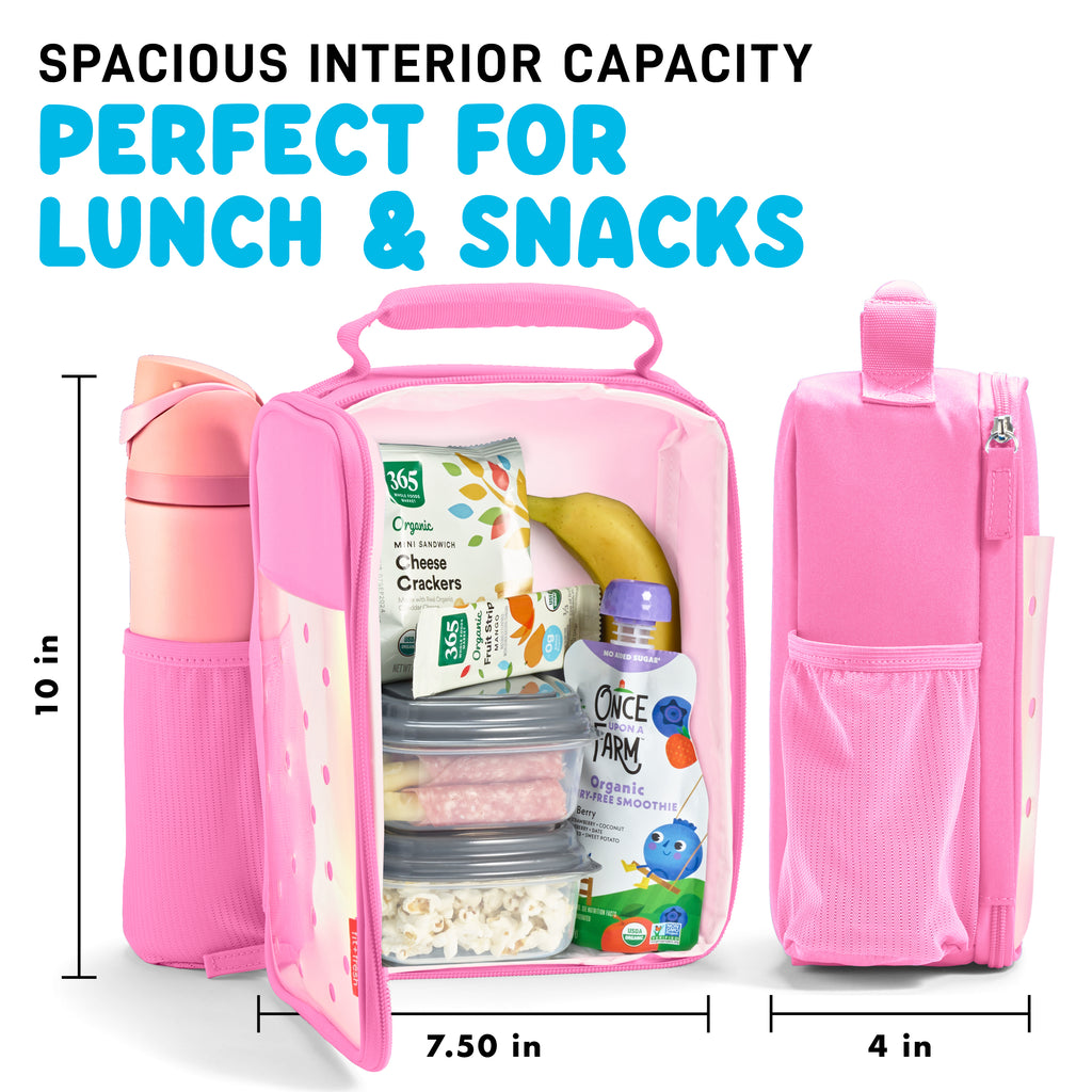 Charm Kids Lunch Bag with 6 Charms, Holographic Pink