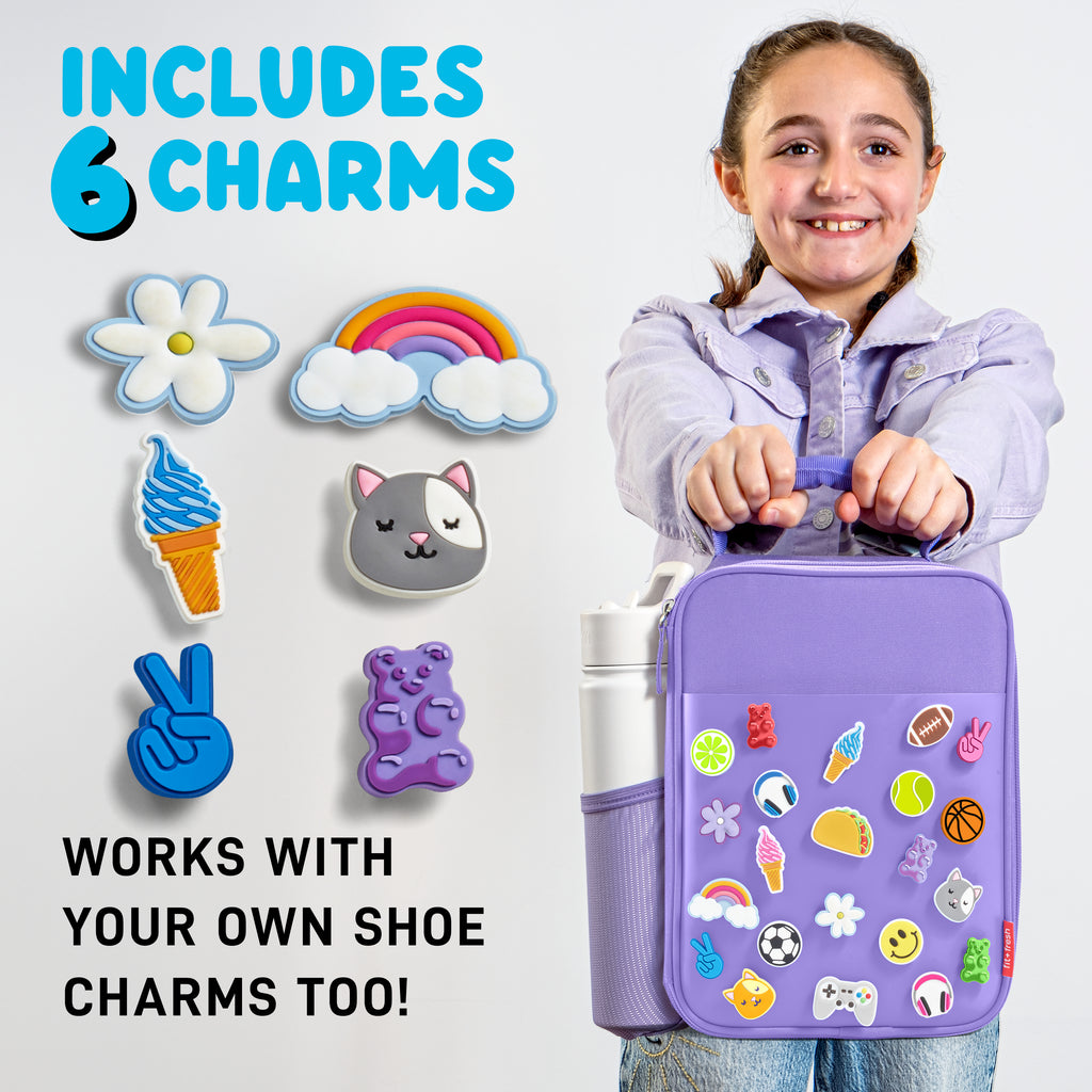 Charm Kids Lunch Bag with 6 Charms, Purple