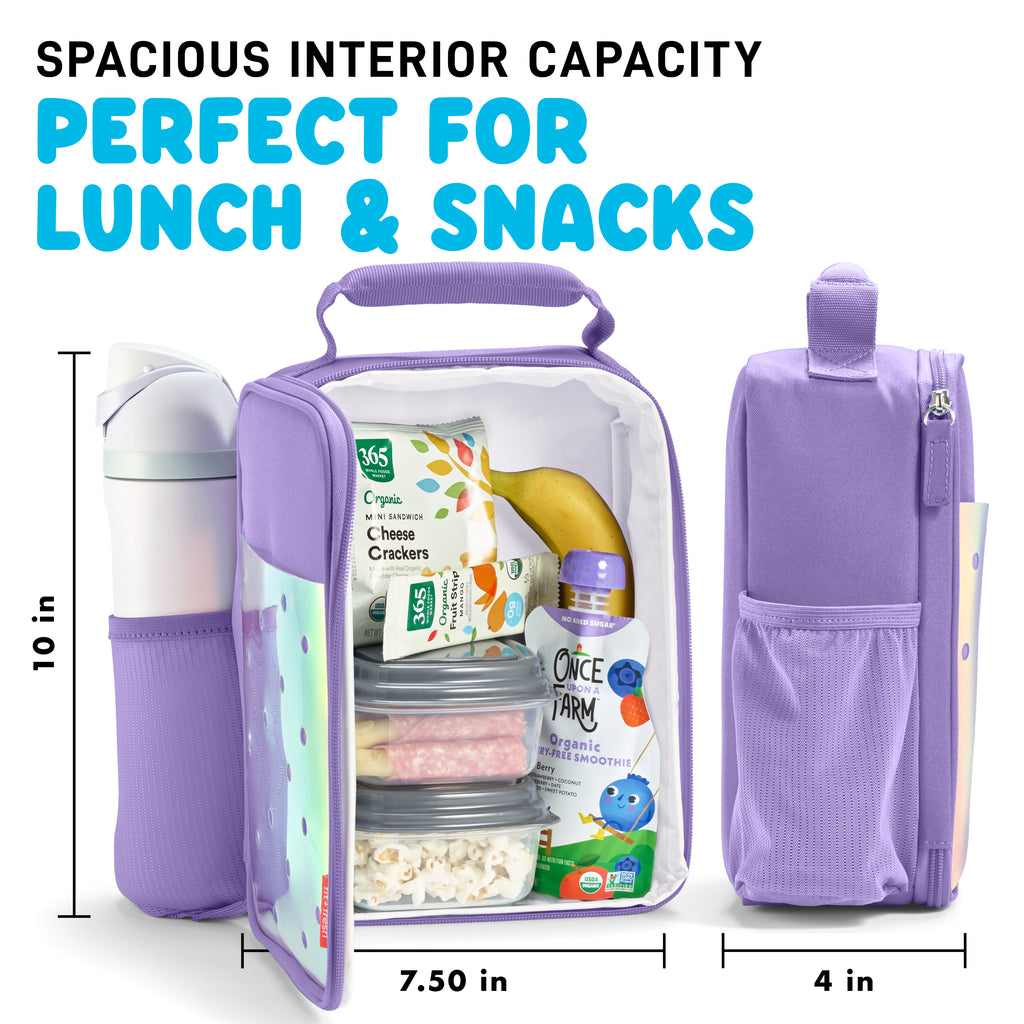 Charm Kids Lunch Bag with 6 Charms, Holographic Purple