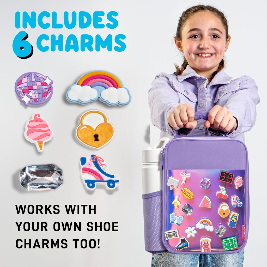 Charm Kids Lunch Bag with 6 Charms, Holographic Purple