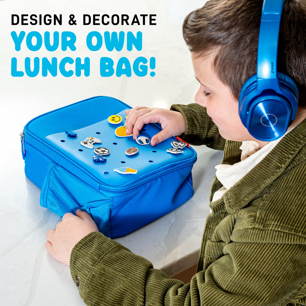 Charm Kids Lunch Bag with 3 Charms, Azure Blue