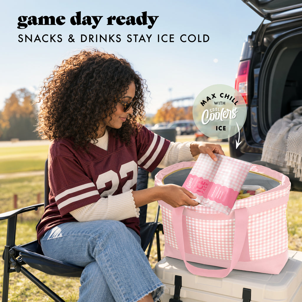 XL Insulated Cooler Tote Bag, Pink Gingham