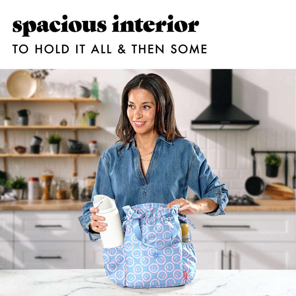 Cromwell Cinch Lunch Tote with Lunch Kit, Bubble Gum Smiles