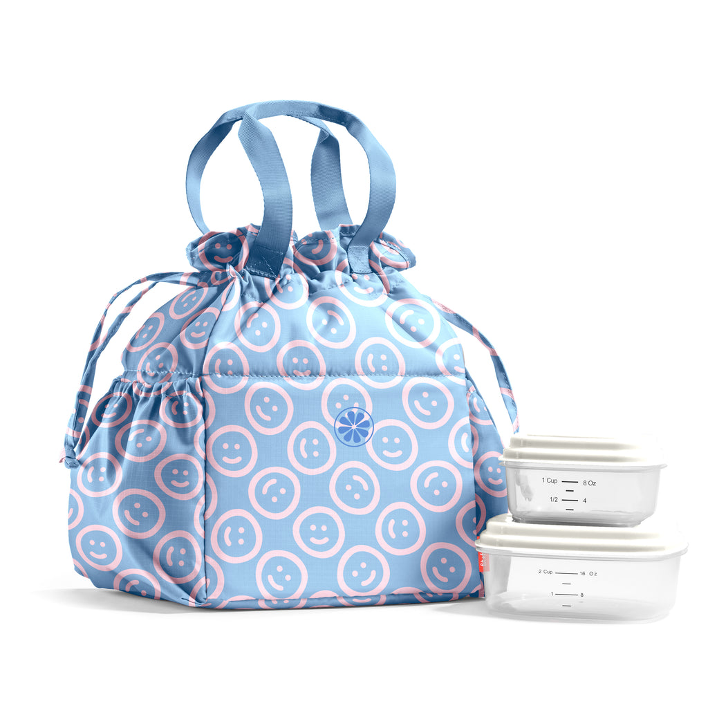 Cromwell Cinch Lunch Tote with Lunch Kit, Bubble Gum Smiles