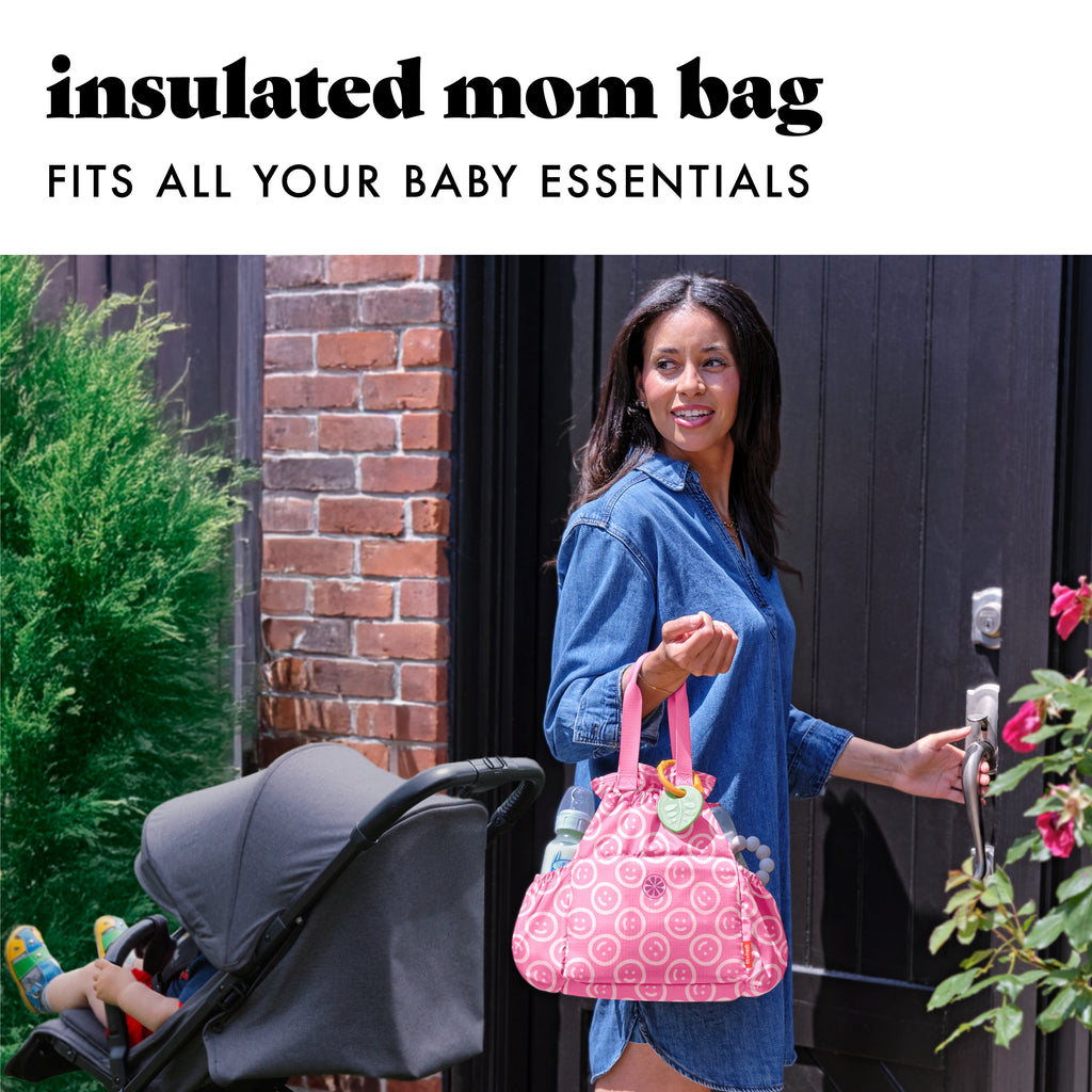 Cromwell Cinch Lunch Tote with Lunch Kit, Fuchsia Pink Smiles