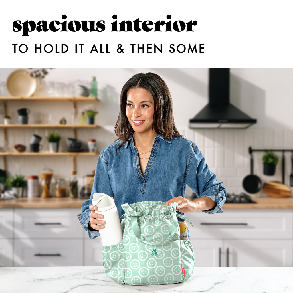 Cromwell Cinch Lunch Tote with Lunch Kit, Mint Smiles