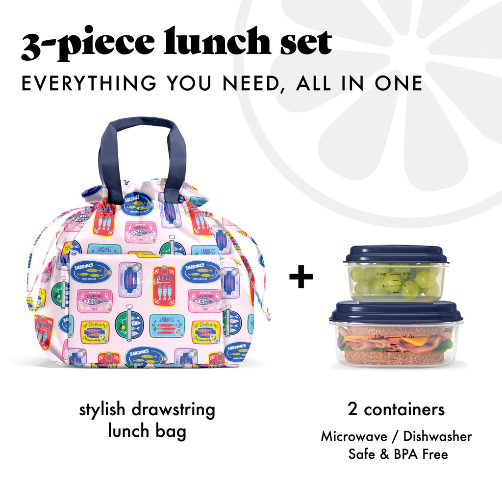 Cromwell Cinch Lunch Tote with Lunch Kit, Assorted Sardine Cans