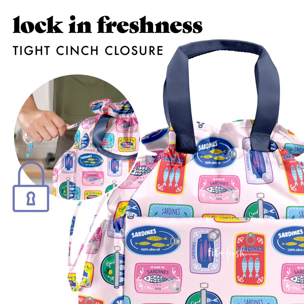 Cromwell Cinch Lunch Tote with Lunch Kit, Assorted Sardine Cans