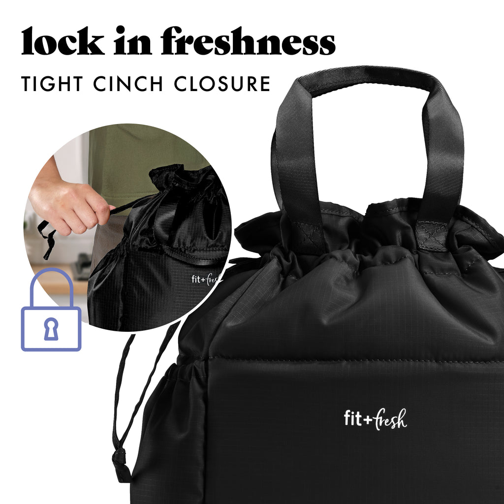 Cromwell Cinch Lunch Tote with Lunch Kit, Black