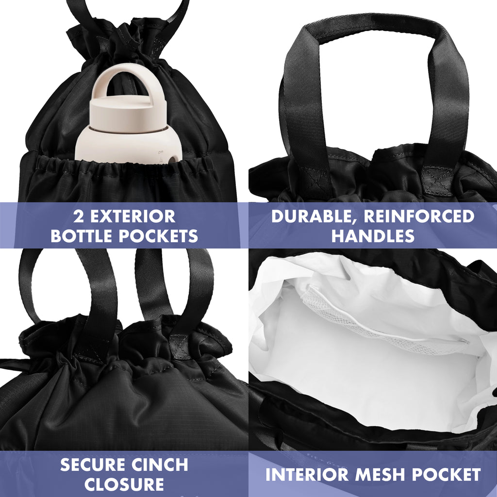 Cromwell Cinch Lunch Tote with Lunch Kit, Black