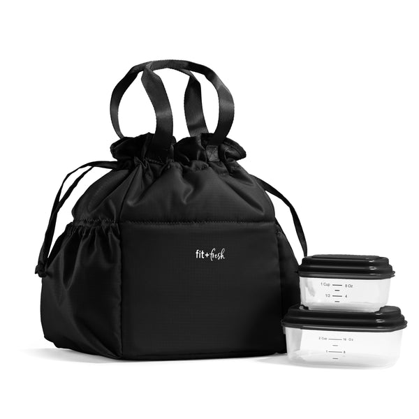Cromwell Cinch Lunch Tote with Lunch Kit, Black