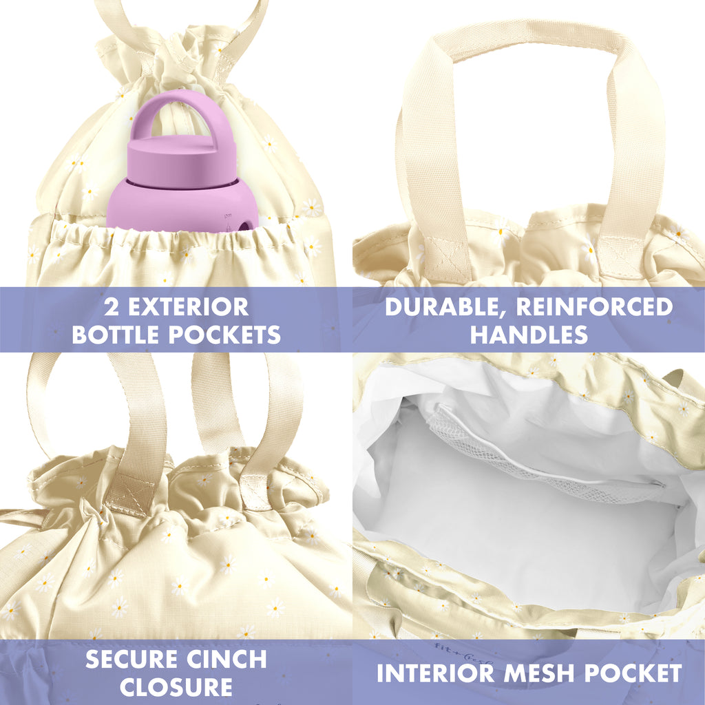 Cromwell Cinch Lunch Tote with Lunch Kit, Ivory Daisy