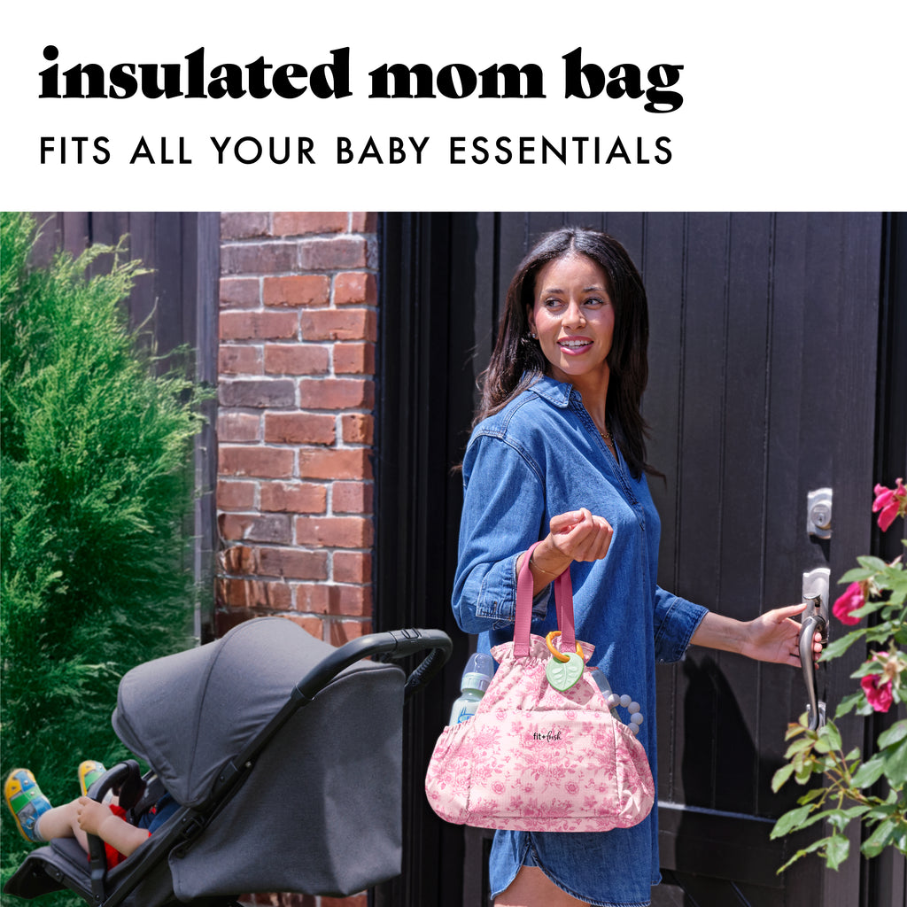 Cromwell Cinch Lunch Tote with Lunch Kit, Pink Floral Toile