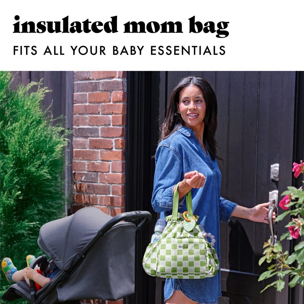 Cromwell Cinch Lunch Tote with Lunch Kit, Pistachio Checkerboard