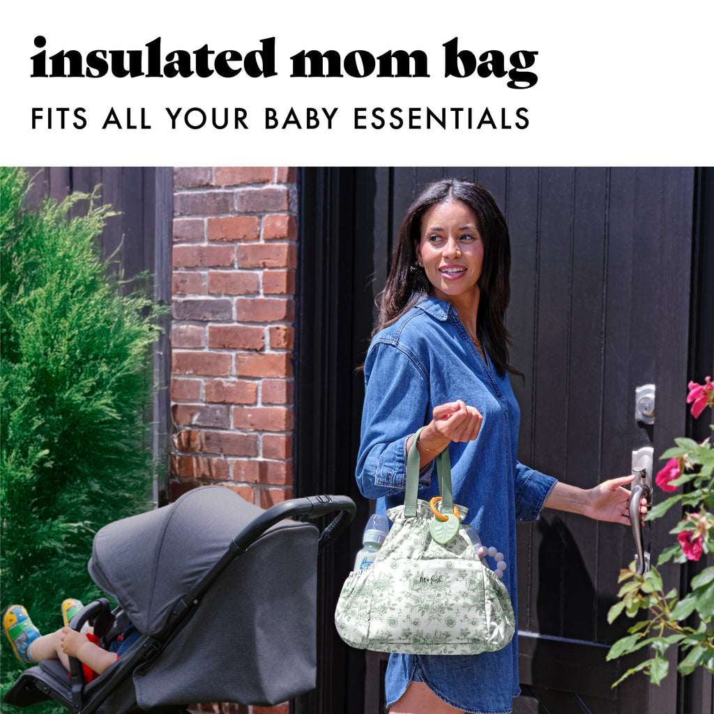 Cromwell Cinch Lunch Tote with Lunch Kit, Sage Floral Toile