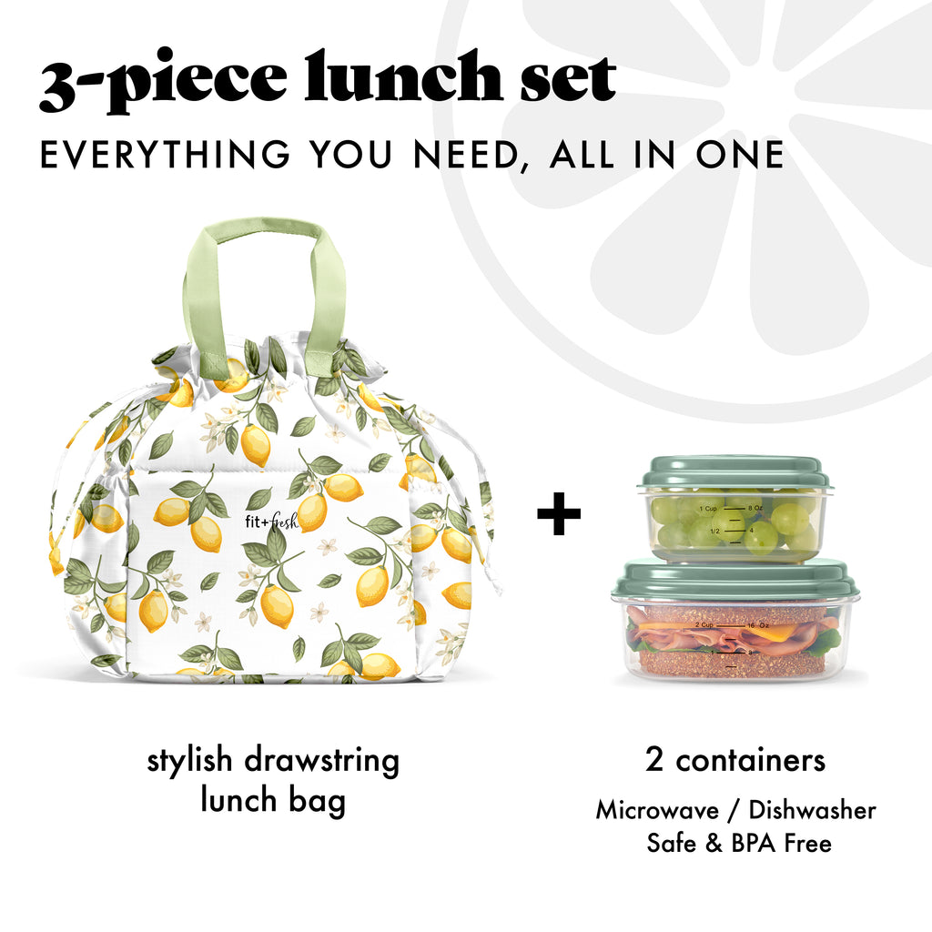Cromwell Cinch Lunch Tote with Lunch Kit, Lemons