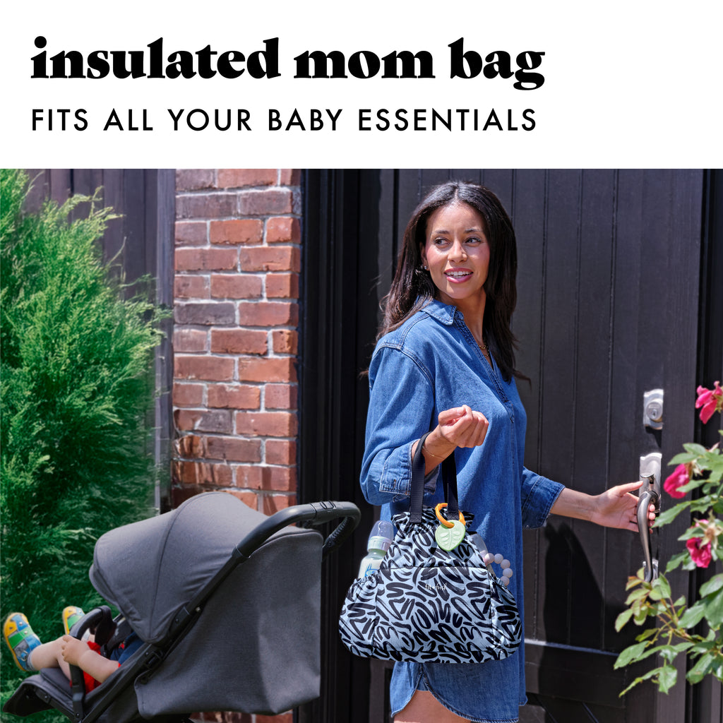 Cromwell Cinch Lunch Tote with Lunch Kit, Navy Brush Strokes