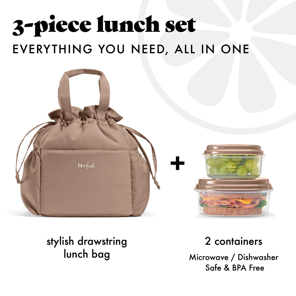 Cromwell Cinch Lunch Tote with Lunch Kit, Taupe