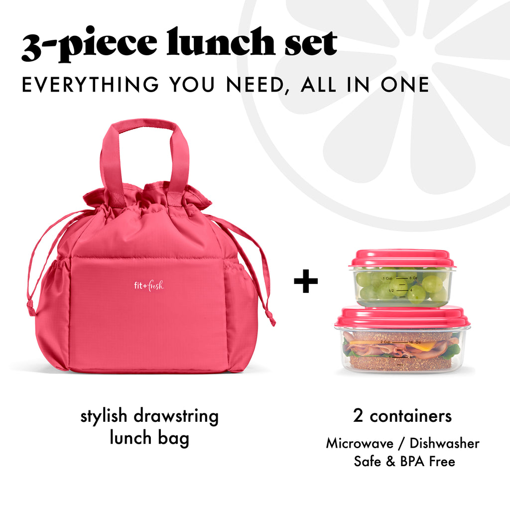 Cromwell Cinch Lunch Tote with Lunch Kit, Watermelon