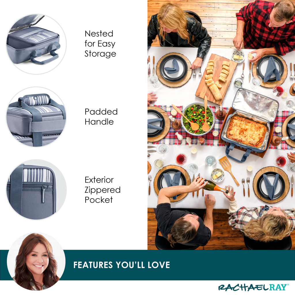 Rachael Ray Lasagna Lugger Duo, Slate Stripe