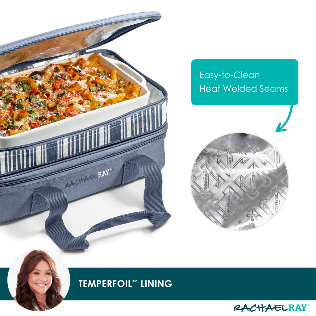 Rachael Ray Expandable Lasagna Lugger, Slate Stripe