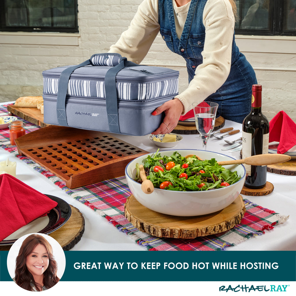 Rachael Ray Expandable Lasagna Lugger, Slate Stripe