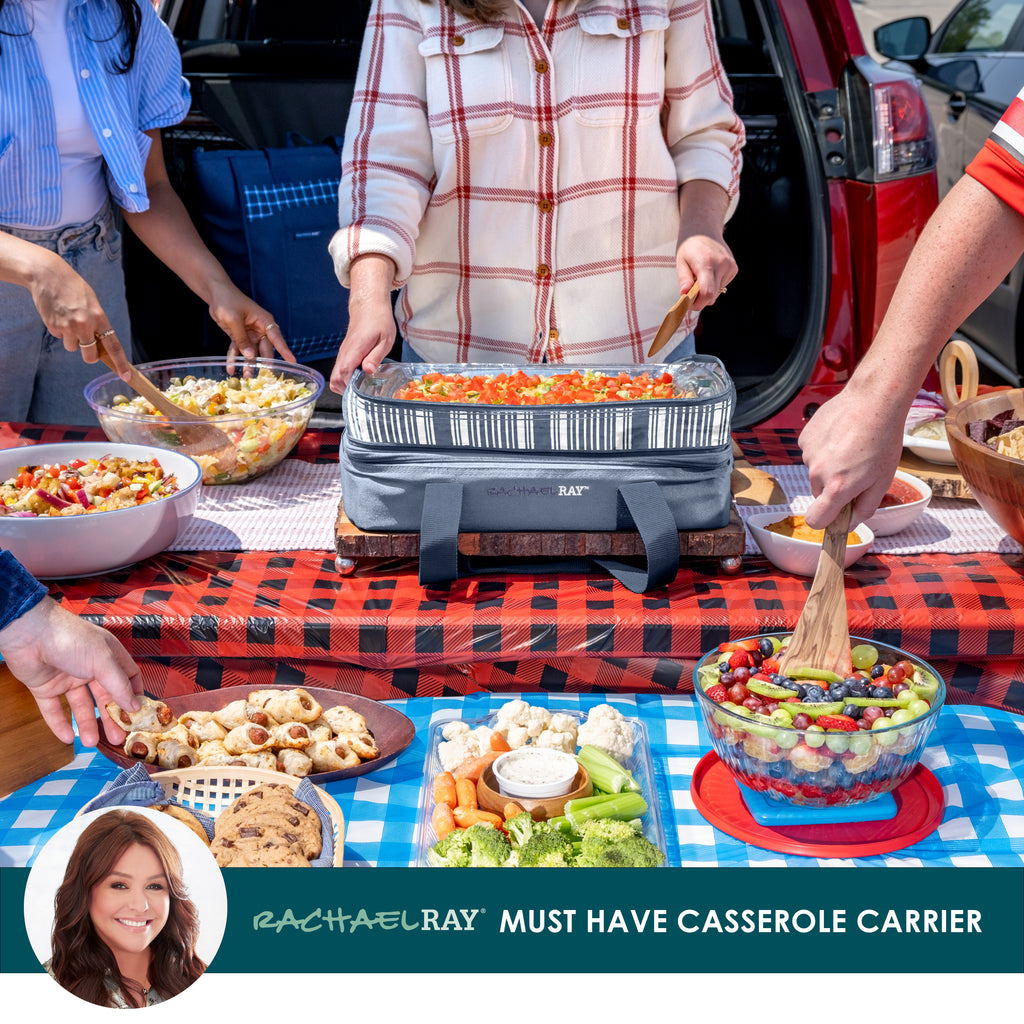 Rachael Ray Expandable Lasagna Lugger, Slate Stripe