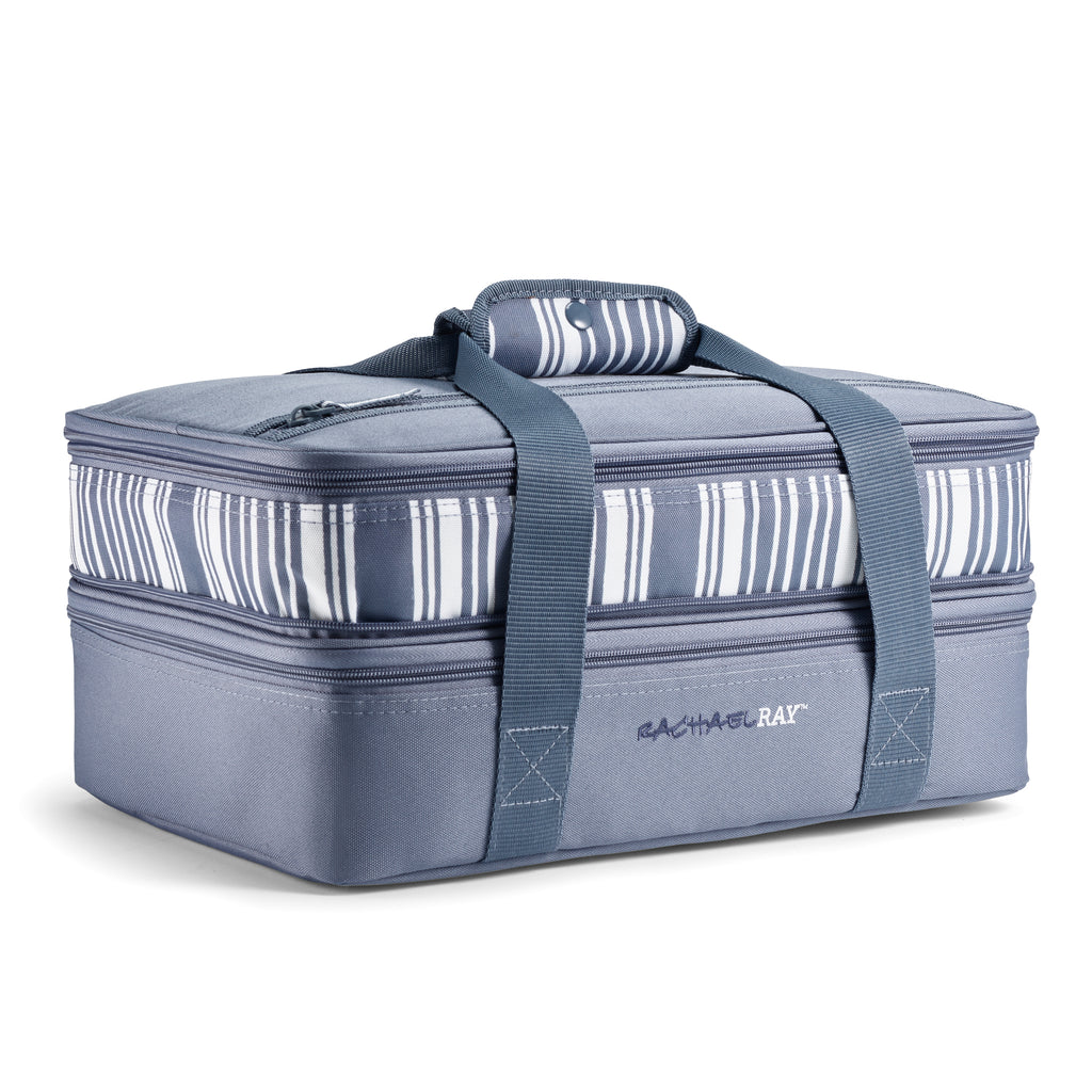 Rachael Ray Expandable Lasagna Lugger, Slate Stripe